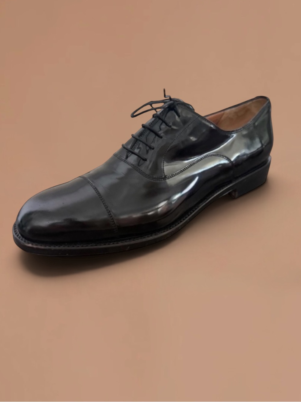 SALVATORE FERRAGAMO Lavorazione Tramezza Patent Calfskin Leather Shoes 13 D